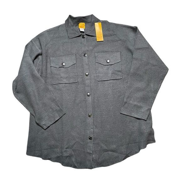 NWT Ruby Rd. Solid Sweater Jacket Charcoal Gray Size 1X - Picture 2 of 6